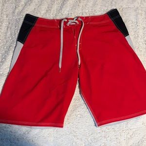 Oakley red black and gray men’s swim trunks